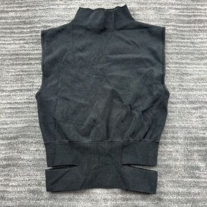 Zara | Knit Mock Neck Crop Top Cut Out Small Gray